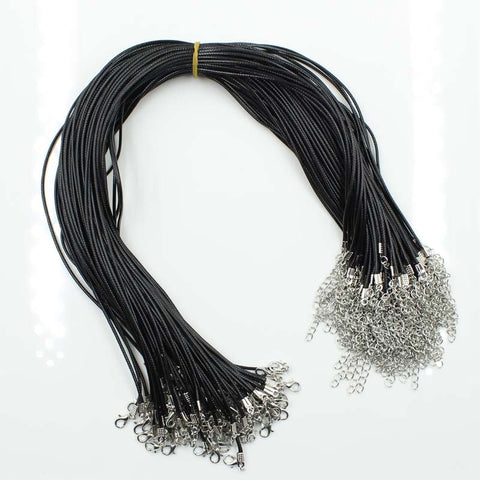 20Pcs Real Handmade Leather Adjustable Braided Rope Necklaces & Pendant Charms Findings Lobster Clasp String Cord