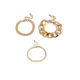 IngeSight.Z 3Pcs/Lot Punk Miami Curb Cuban Thick Bracelet Bangle Chunky Heavy Metal Imitation Pearl Bracelet Wrist Chain Jewelry