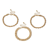 IngeSight.Z 3Pcs/Lot Punk Miami Curb Cuban Thick Bracelet Bangle Chunky Heavy Metal Imitation Pearl Bracelet Wrist Chain Jewelry