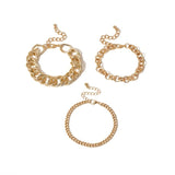 IngeSight.Z 3Pcs/Lot Punk Miami Curb Cuban Thick Bracelet Bangle Chunky Heavy Metal Imitation Pearl Bracelet Wrist Chain Jewelry