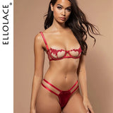Ellolace Sexy Lingerie Women's Underwear Set See Through Brassiere Lingerie Set Sexy Lace Underwear Bra and Panty Set Wholesale