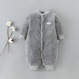 Autumn & Winter Newborn Baby Clothes Dinosaur Print Baby Boy Romper Warm Infant Baby Boy Girl Soft Fleece Jumpsuit Pajamas
