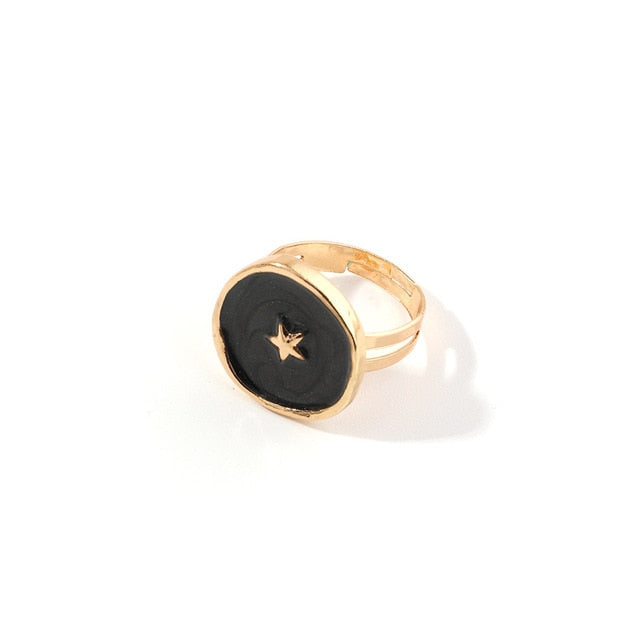 2020 New Female Rings Jewelry Womens Fashion Wedding Alloy Drop Oil Love Moon Lightning Round Finger Rings Gifts For Girls Party