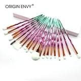 ORIGIN ENVY 20pcs Diamond Makeup Brush Set Eye Brush Beauty Tools Fan Powder Eyeshadow Contour Beauty Cosmetic For Make Up Tool