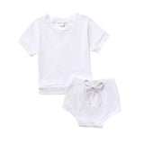 2Pcs Fashion New Summer Newborn Baby Girls Boys Clothes Cotton Casual Short Sleeve Tops T-shirt+Shorts Toddler Infant Outfit Set