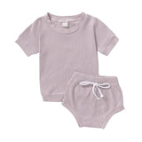2Pcs Fashion New Summer Newborn Baby Girls Boys Clothes Cotton Casual Short Sleeve Tops T-shirt+Shorts Toddler Infant Outfit Set