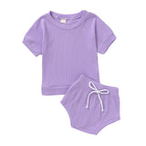 2Pcs Fashion New Summer Newborn Baby Girls Boys Clothes Cotton Casual Short Sleeve Tops T-shirt+Shorts Toddler Infant Outfit Set