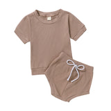 2Pcs Fashion New Summer Newborn Baby Girls Boys Clothes Cotton Casual Short Sleeve Tops T-shirt+Shorts Toddler Infant Outfit Set