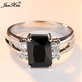 Luxury Female Pink Red Yellow Black Stone Ring Fashion Silver Color Wedding Jewelry Crystal Promise Engagement Rings For Women