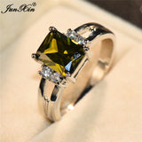 Luxury Female Pink Red Yellow Black Stone Ring Fashion Silver Color Wedding Jewelry Crystal Promise Engagement Rings For Women