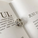 ANENJERY Fashion Width Surface Knot Winding Thai Silver Color Ring Open Finger Ring For Women Jewelry Gifts S-R740