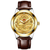 New Golden Mens Watches Top Brand Luxury Chinese Dragon Watch Business Full Steel Quartz Clock Male Relogio Masculino