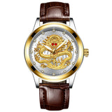 New Golden Mens Watches Top Brand Luxury Chinese Dragon Watch Business Full Steel Quartz Clock Male Relogio Masculino