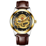 New Golden Mens Watches Top Brand Luxury Chinese Dragon Watch Business Full Steel Quartz Clock Male Relogio Masculino