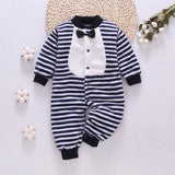 Autumn & Winter Newborn Baby Clothes Dinosaur Print Baby Boy Romper Warm Infant Baby Boy Girl Soft Fleece Jumpsuit Pajamas