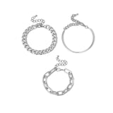 IngeSight.Z 3Pcs/Lot Punk Miami Curb Cuban Thick Bracelet Bangle Chunky Heavy Metal Imitation Pearl Bracelet Wrist Chain Jewelry