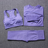 vital seamless long sleeve crop top yoga set 3 piece gym set women fitness gym clothing sport suit sports bra and leggings set