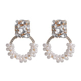 JUJIA za Fashion Boho Crystal Earrings For Women New Rhinestone Statement Pearl Drop Earrings Bijoux Wholesale