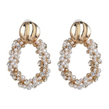 JUJIA za Fashion Boho Crystal Earrings For Women New Rhinestone Statement Pearl Drop Earrings Bijoux Wholesale