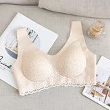 Elifashion Seamless underwear full Wing lace Picture foam-latex Seperate Cup sexy beauty back NO steel ring vest one-piece bra