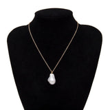 Gothic Baroque Pearl Pendant Choker Necklace for Women Wedding Punk Big Bead Lariat Gold Color Long Chain Necklace Jewelry