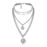 Punk Miami Cuban Choker Necklace Steampunk Men Jewelry Vintage Big Coin Pendant Chunky Chain Necklace for Women Neck Accessories