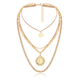 Punk Miami Cuban Choker Necklace Steampunk Men Jewelry Vintage Big Coin Pendant Chunky Chain Necklace for Women Neck Accessories