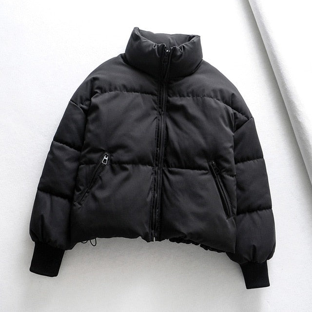 Tangada Women Solid Khaki Oversize Parkas Thick 2019 Winter Zipper Pockets Female Warm Elegant Coat Jacket 6A120