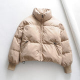 Tangada Women Solid Khaki Oversize Parkas Thick 2019 Winter Zipper Pockets Female Warm Elegant Coat Jacket 6A120