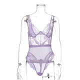 Yimunancy 8 Colors Mesh Sheer Lace Bodysuit V Neck Sexy Bodysuit Women 2020 Teddies Catsuits Fashion Body Mujer Party Clubwear