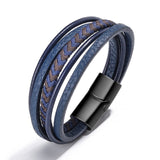 Wholesale Price Classic Genuine Leather Bracelet For Men Hand Charm Jewelry Multilayer male bracelet Handmade Gift For Cool Boys
