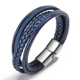 Wholesale Price Classic Genuine Leather Bracelet For Men Hand Charm Jewelry Multilayer male bracelet Handmade Gift For Cool Boys