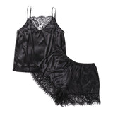 Hot Ladies Sleepwear Women Satin Sexy Lingerie Lace Pajamas Set Elegant Sleeveless Top and Shorts Night Suit Pj Set Underwear