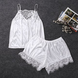 Hot Ladies Sleepwear Women Satin Sexy Lingerie Lace Pajamas Set Elegant Sleeveless Top and Shorts Night Suit Pj Set Underwear