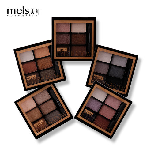 meis Brand 6 Colors Nude Eye Shadow Palette Makeup Glitter Eyeshadow  Metallic Diamond Palette Waterproof Eye Pigment Cosmetics