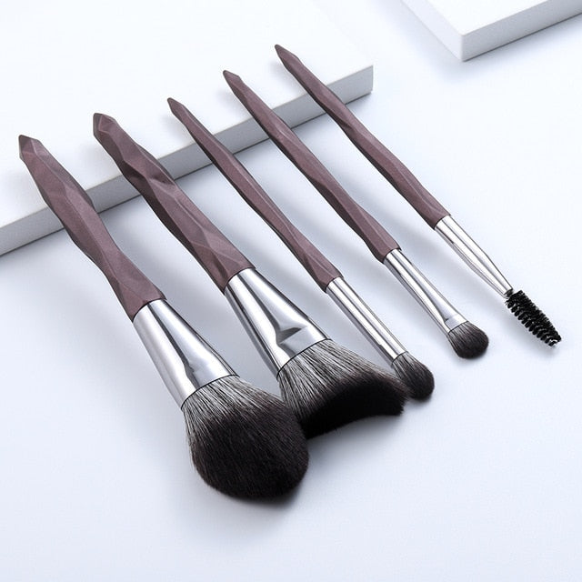 FLD 5Pcs Crystal Style Makeup Brushes Set Powder Foundation Eye Blush Brush Cosmetic Professional Makeup Brush Kit Tools