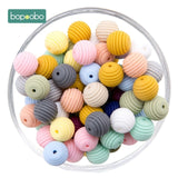 Bopoobo 10pcs Silicone Beads Baby Teething Round Spiral Beads Food Grade Beads 15mm DIY Threaded BPA Free Beads Baby Teethers