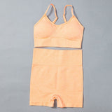 Seamless 2pcs/4pcs Gym Set Crop Top V-neck Sports Bra High Waist Leggings Shorts Yoga Set Women Fitness Sport Workout Suits
