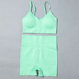 Seamless 2pcs/4pcs Gym Set Crop Top V-neck Sports Bra High Waist Leggings Shorts Yoga Set Women Fitness Sport Workout Suits