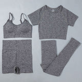 Seamless 2pcs/4pcs Gym Set Crop Top V-neck Sports Bra High Waist Leggings Shorts Yoga Set Women Fitness Sport Workout Suits