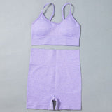 Seamless 2pcs/4pcs Gym Set Crop Top V-neck Sports Bra High Waist Leggings Shorts Yoga Set Women Fitness Sport Workout Suits