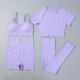 Seamless 2pcs/4pcs Gym Set Crop Top V-neck Sports Bra High Waist Leggings Shorts Yoga Set Women Fitness Sport Workout Suits