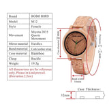 BOBO BIRD Lovers Watches Wooden Timepieces Handmade Cork Strap Bamboo Women Watch Luxury in Box Custom Logo Drop Shipping