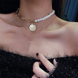 New Trendy Metal Ball Coin Cross Pendant Multi-layer Punk  Design Long Chain Necklace For Women men Jewelry Gifts