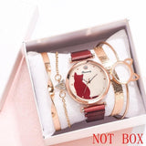 Cat Dial Bracelet Magnetic Watches Set Luxury Women's Dress Bangle Quartz Clock Ladies Fashion Wrist Watch Gift Zegarek Damski