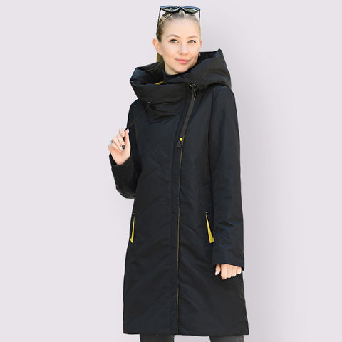 2020 Designer New Spring Autumn Women´s Parkas Women Thin Cotton Jacket Long Windproof  Stylish Hooded Coat Plus  Size Outerwear