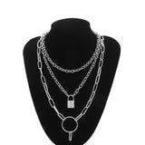 IngeSight.Z Punk Multi Layer Curb Cuban Chunky Thick Portrait Choker Necklace Women Vintage Carved Coin Pendant Necklace Jewelry