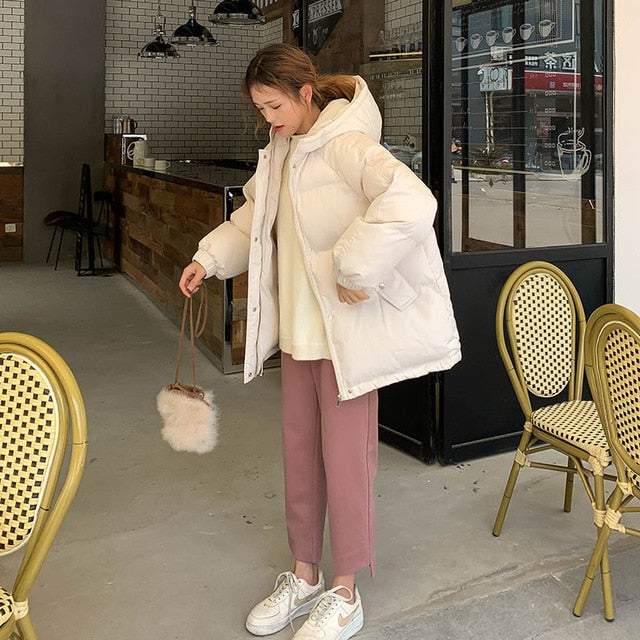 New Short Winter Jacket Women Warm Hooded Down Cotton Jacket Parkas Female Casual Loose Outwear Korean Cotton-padded Winter Coat