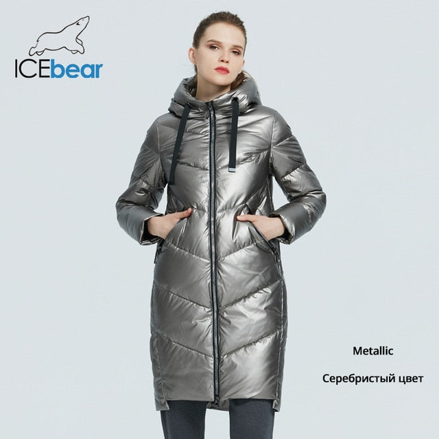 ICEbear 2020 new hooded winter women's  jacket fashion casual slim long warm cotton coat brand ladies parkas GWD20302D