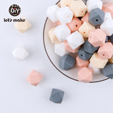 Let's Make Baby Teether Silicone Beads 14mm 10pc Hexagon Beads Rodent Food Grade Silicone DIY Teething Necklace yellow beads